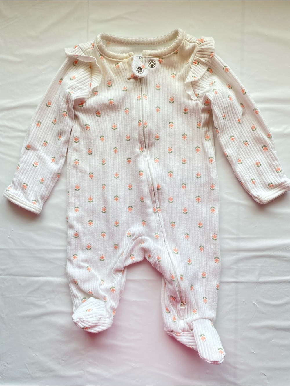 Carter's Baby Girl Floral Ribbed 2-Way Zip Sleep & Play Footie Pajamas NB
